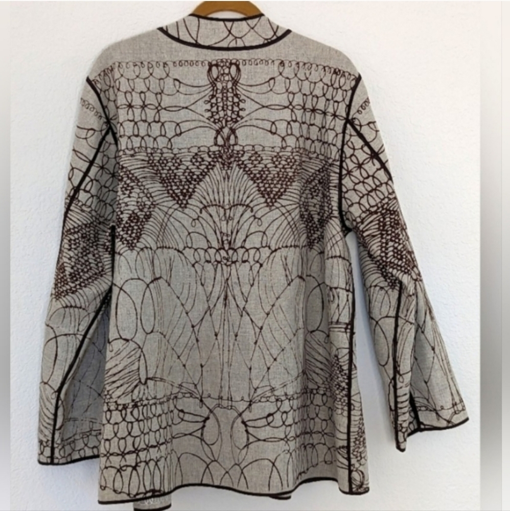 Reversible Chico's Open Front Brown Script 25th A… - image 2